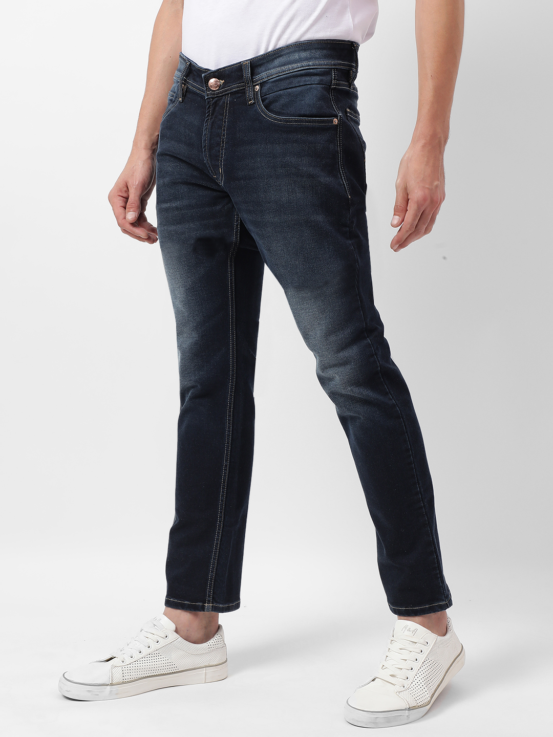 Numero Uno Men Faded Dark Blue Jeans